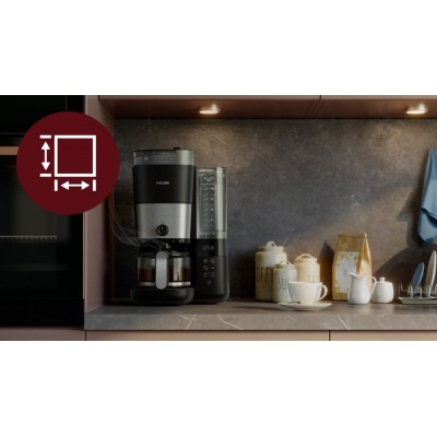 Кавоварка Philips крапельна All-in-1 Brew 1.25л, зерно + мелена, дисплей, підігрів кавника, кавомолка, чорний (HD7900/50) Кавоварка Philips крапельна All-in-1 Brew 1.25л, зерно + мелена, дисплей, підігрів кавника, кавомолка, чорний (HD7900/50)