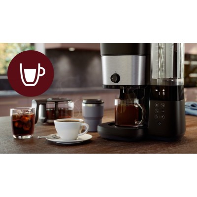 Кавоварка Philips крапельна All-in-1 Brew 1.25л, зерно + мелена, дисплей, підігрів кавника, кавомолка, чорний (HD7900/50) Кавоварка Philips крапельна All-in-1 Brew 1.25л, зерно + мелена, дисплей, підігрів кавника, кавомолка, чорний (HD7900/50)