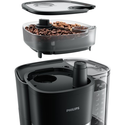 Кавоварка Philips крапельна All-in-1 Brew 1.25л, зерно + мелена, дисплей, підігрів кавника, кавомолка, чорний (HD7900/50) Кавоварка Philips крапельна All-in-1 Brew 1.25л, зерно + мелена, дисплей, підігрів кавника, кавомолка, чорний (HD7900/50)