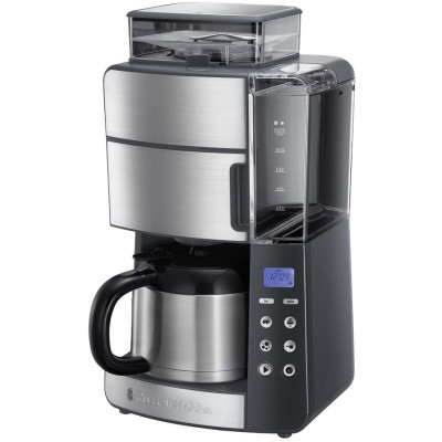 Кавоварка Russell Hobbs крапельна Grind and Brew 1л, мелена, LED-дисплей, сріблясто-чорний (25620-56) Кавоварка Russell Hobbs крапельна Grind and Brew 1л, мелена, LED-дисплей, сріблясто-чорний (25620-56)