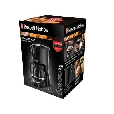 Кавоварка Russell Hobbs крапельна Textures Plus 1.25л, мелена, чорний (22620-56) Кавоварка Russell Hobbs крапельна Textures Plus 1.25л, мелена, чорний (22620-56)
