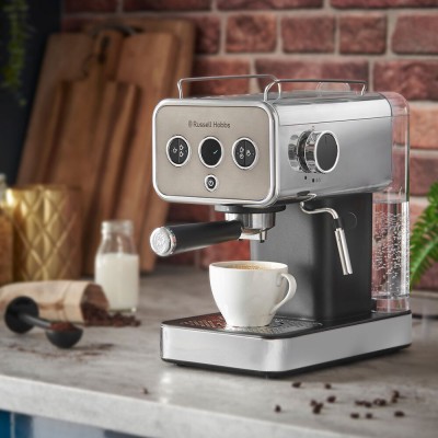 Кавоварка Russell Hobbs ріжкова Distinctions Titanium 1.1л, мелена + чалди, сріблястий (26452-56) Кавоварка Russell Hobbs ріжкова Distinctions Titanium 1.1л, мелена + чалди, сріблястий (26452-56)