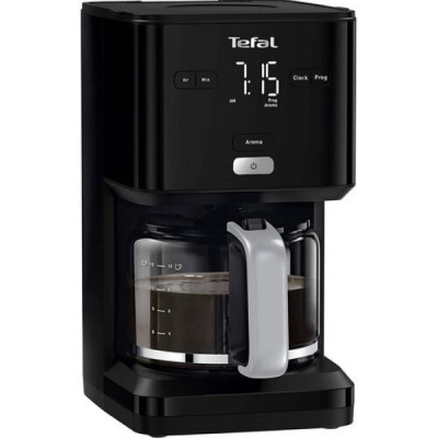 Кавоварка Tefal крапельна Smart&light 1.25л, мелена, таймер включення, годинник, чорний (CM600810) Кавоварка Tefal крапельна Smart&light 1.25л, мелена, таймер включення, годинник, чорний (CM600810)