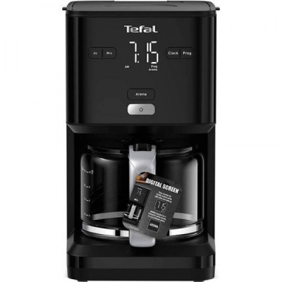 Кавоварка Tefal крапельна Smart&light 1.25л, мелена, таймер включення, годинник, чорний (CM600810) Кавоварка Tefal крапельна Smart&light 1.25л, мелена, таймер включення, годинник, чорний (CM600810)