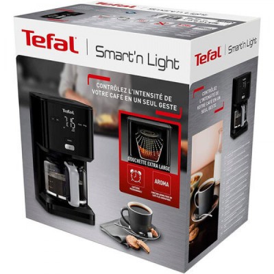 Кавоварка Tefal крапельна Smart&light 1.25л, мелена, таймер включення, годинник, чорний (CM600810) Кавоварка Tefal крапельна Smart&light 1.25л, мелена, таймер включення, годинник, чорний (CM600810)