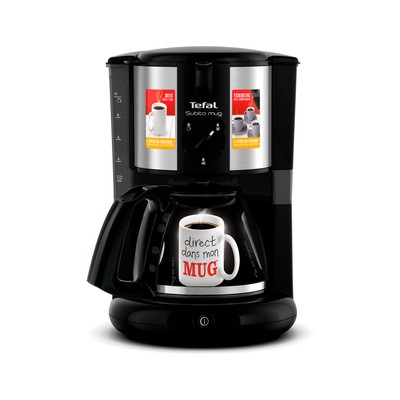 Кавоварка Tefal крапельна Subito Mug 1.25л, мелена, чорно-сріблястий (CM290838) Кавоварка Tefal крапельна Subito Mug 1.25л, мелена, чорно-сріблястий (CM290838)