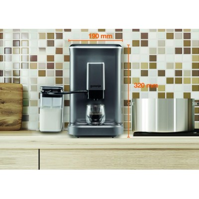 Кавомашина Gorenje, 1,5л, зерно, автомат.капучинатор, дисплей, авторецептів - 7, сенcор.керування, антрацит (GFACM20S) Кавомашина Gorenje, 1,5л, зерно, автомат.капучинатор, дисплей, авторецептів - 7, сенcор.керування, антрацит (GFACM20S)