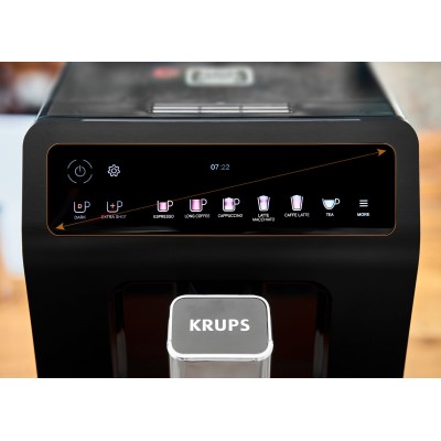 Кавомашина Krups Evidence Plus Titanium 2.3л, зерно, автомат.капучинатор, ОLED диспл, аторец. - 19, чорний (EA894810) Кавомашина Krups Evidence Plus Titanium 2.3л, зерно, автомат.капучинатор, ОLED диспл, аторец. - 19, чорний (EA894810)