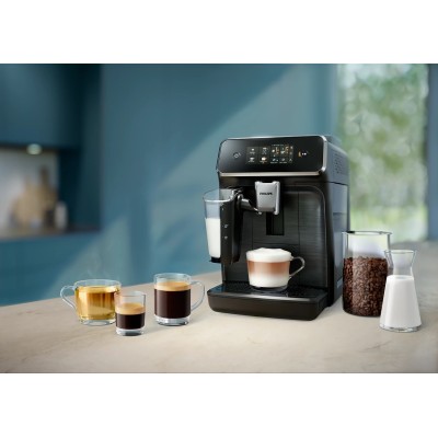 Кавомашина Philips Series 2300 LatteGo, 1.8л, зерно+мелена, автомат.капуч, дисплей, авторецептів -4, чорний (EP2339/40)