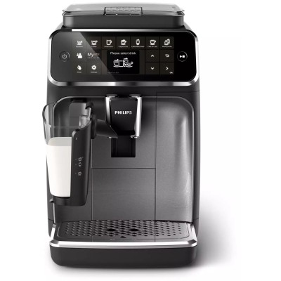 Кавомашина Philips Series 4300 LatteGo, 1.9л, зерно+мелена, автомат.капуч, дисплей, авторецептів -8, чорний (EP4346/71) Кавомашина Philips Series 4300 LatteGo, 1.9л, зерно+мелена, автомат.капуч, дисплей, авторецептів -8, чорний (EP4346/71)