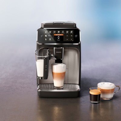 Кавомашина Philips Series 4300 LatteGo, 1.9л, зерно+мелена, автомат.капуч, дисплей, авторецептів -8, чорний (EP4346/71) Кавомашина Philips Series 4300 LatteGo, 1.9л, зерно+мелена, автомат.капуч, дисплей, авторецептів -8, чорний (EP4346/71)