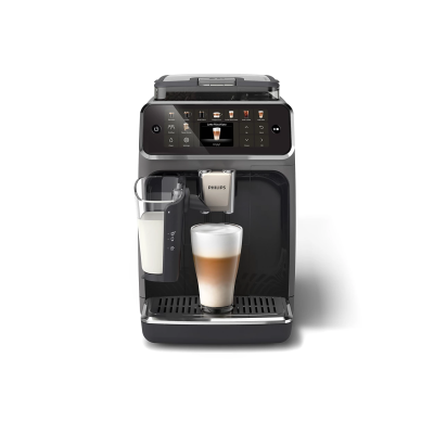 Кавомашина Philips Series 5500, 1.8л, зерно+мелена, автомат.капуч, дисплей, авторецептів -22, холодна кава, сріблясто-чорний (EP Кавомашина Philips Series 5500, 1.8л, зерно+мелена, автомат.капуч, дисплей, авторецептів -22, холодна кава, сріблясто-чорний (EP