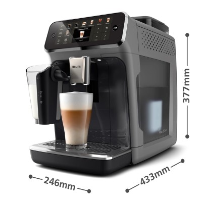 Кавомашина Philips Series 5500, 1.8л, зерно+мелена, автомат.капуч, дисплей, авторецептів -22, холодна кава, сріблясто-чорний (EP Кавомашина Philips Series 5500, 1.8л, зерно+мелена, автомат.капуч, дисплей, авторецептів -22, холодна кава, сріблясто-чорний (EP
