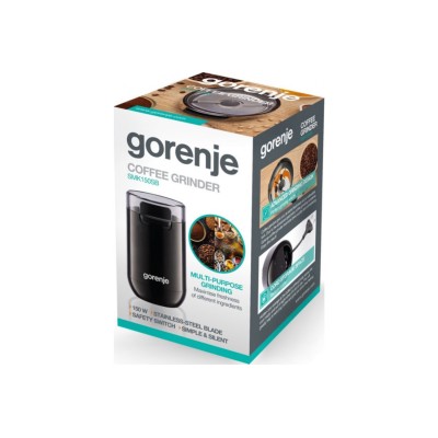 Кавомолка Gorenje роторна 150Вт, об'єм зерен-45г, пластик/метал, чорний (SMK150SB)