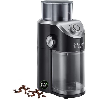 Кавомолка Russell Hobbs жорнова Classic, 140Вт, об'єм зерен-100г, регул.ступеню помолу, пластик, чорний (23120-56) Кавомолка Russell Hobbs жорнова Classic, 140Вт, об'єм зерен-100г, регул.ступеню помолу, пластик, чорний (23120-56)