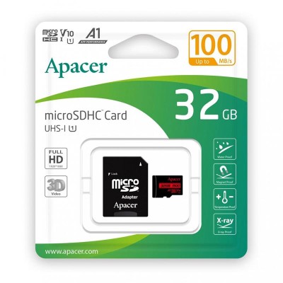Карта пам'яті Apacer microSD 32GB C10 UHS-I R100MB/s + SD (AP32GMCSH10UB-R)