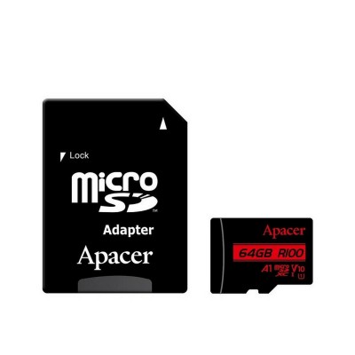 Карта пам'яті Apacer microSD 64GB C10 UHS-I R100MB/s + SD (AP64GMCSX10UB-R) Карта пам'яті Apacer microSD 64GB C10 UHS-I R100MB/s + SD (AP64GMCSX10UB-R)