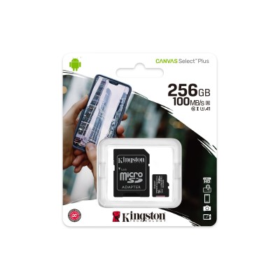 Карта пам'яті Kingston microSD 256GB C10 UHS-I R100/W85MB/s + SD (SDCS2/256GB)