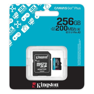 Карта пам'яті Kingston microSD 256GB C10 UHS-I U3 A2 V30 R200/W160MB/s + SD (SDCG4/256GB) Карта пам'яті Kingston microSD 256GB C10 UHS-I U3 A2 V30 R200/W160MB/s + SD (SDCG4/256GB)