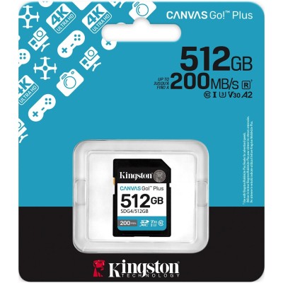 Карта пам'яті Kingston SD 512GB C10 UHS-I U3 V30 R200/W160MB/s (SDG4/512GB) Карта пам'яті Kingston SD 512GB C10 UHS-I U3 V30 R200/W160MB/s (SDG4/512GB)