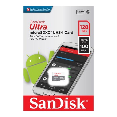Карта пам'яті SanDisk microSD 128GB C10 UHS-I R100MB/s Ultra (SDSQUNR-128G-GN6MN) Карта пам'яті SanDisk microSD 128GB C10 UHS-I R100MB/s Ultra (SDSQUNR-128G-GN6MN)