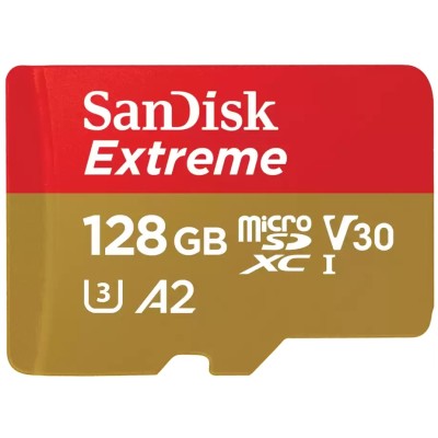 Карта пам'яті SanDisk microSD 128GB C10 UHS-I U3 R190/W90MB/s Extreme V30 (SDSQXAA-128G-GN6MN) Карта пам'яті SanDisk microSD 128GB C10 UHS-I U3 R190/W90MB/s Extreme V30 (SDSQXAA-128G-GN6MN)