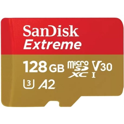 Карта пам'яті SanDisk microSD 128GB C10 UHS-I U3 R190/W90MB/s Extreme V30 + SD (SDSQXAA-128G-GN6MA) Карта пам'яті SanDisk microSD 128GB C10 UHS-I U3 R190/W90MB/s Extreme V30 + SD (SDSQXAA-128G-GN6MA)