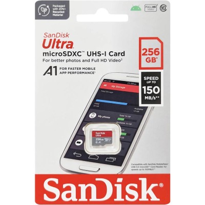 Карта пам'яті SanDisk microSD 256GB C10 UHS-I R150MB/s Ultra (SDSQUAC-256G-GN6MN) Карта пам'яті SanDisk microSD 256GB C10 UHS-I R150MB/s Ultra (SDSQUAC-256G-GN6MN)