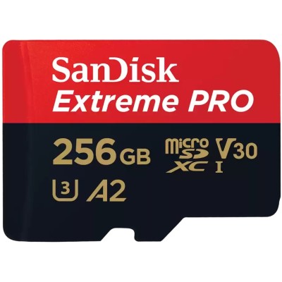 Карта пам'яті SanDisk microSD 256GB C10 UHS-I U3 R200/W140MB/s Extreme Pro V30 + SD (SDSQXCD-256G-GN6MA) Карта пам'яті SanDisk microSD 256GB C10 UHS-I U3 R200/W140MB/s Extreme Pro V30 + SD (SDSQXCD-256G-GN6MA)