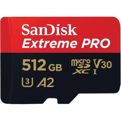 Карта пам'яті SanDisk microSD 512GB C10 UHS-I U3 R200/W140MB/s Extreme Pro V30 + SD (SDSQXCD-512G-GN6MA) Карта пам'яті SanDisk microSD 512GB C10 UHS-I U3 R200/W140MB/s Extreme Pro V30 + SD (SDSQXCD-512G-GN6MA)