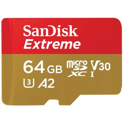 Карта пам'яті SanDisk microSD 64GB C10 UHS-I U3 R170/W80MB/s Extreme V30 (SDSQXAH-064G-GN6MN) Карта пам'яті SanDisk microSD 64GB C10 UHS-I U3 R170/W80MB/s Extreme V30 (SDSQXAH-064G-GN6MN)