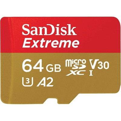 Карта пам'яті SanDisk microSD 64GB C10 UHS-I U3 R170/W80MB/s Extreme V30 + SD (SDSQXAH-064G-GN6MA) Карта пам'яті SanDisk microSD 64GB C10 UHS-I U3 R170/W80MB/s Extreme V30 + SD (SDSQXAH-064G-GN6MA)