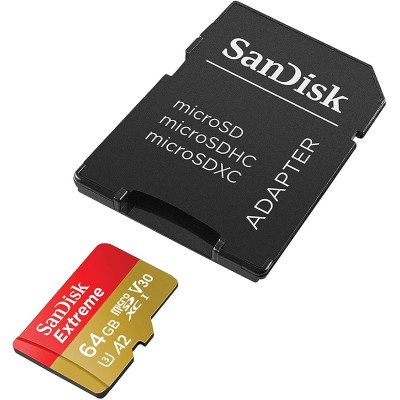 Карта пам'яті SanDisk microSD 64GB C10 UHS-I U3 R170/W80MB/s Extreme V30 + SD (SDSQXAH-064G-GN6MA) Карта пам'яті SanDisk microSD 64GB C10 UHS-I U3 R170/W80MB/s Extreme V30 + SD (SDSQXAH-064G-GN6MA)