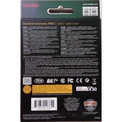 Карта пам'яті SanDisk SD 32GB C10 UHS-I U3 R100/W90MB/s Extreme Pro V30 (SDSDXXO-032G-GN4IN) Карта пам'яті SanDisk SD 32GB C10 UHS-I U3 R100/W90MB/s Extreme Pro V30 (SDSDXXO-032G-GN4IN)