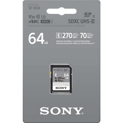 Карта пам'яті Sony SDXC 64GB C10 UHS-II U3 V30 R270/W45MB/s Entry (SFE64A.ET4) Карта пам'яті Sony SDXC 64GB C10 UHS-II U3 V30 R270/W45MB/s Entry (SFE64A.ET4)