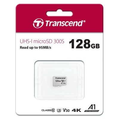 Карта пам'яті Transcend microSD 128GB C10 UHS-I R100/W40MB/s (TS128GUSD300S)