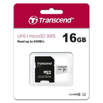 Карта пам'яті Transcend microSD 16GB C10 UHS-I R95/W10MB/s + SD (TS16GUSD300S-A) Карта пам'яті Transcend microSD 16GB C10 UHS-I R95/W10MB/s + SD (TS16GUSD300S-A)