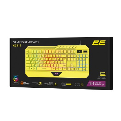 Клавіатура мембранна 2E GAMING KG315 110key, USB-A, EN/UA, RGB, жовтий (2E-KG315UYW) Клавіатура мембранна 2E GAMING KG315 110key, USB-A, EN/UA, RGB, жовтий (2E-KG315UYW)