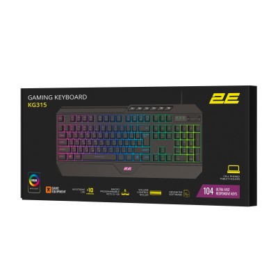 Клавіатура мембранна 2E GAMING KG315 110key, USB-A, EN/UA, RGB, чорний (2E-KG315UBK) Клавіатура мембранна 2E GAMING KG315 110key, USB-A, EN/UA, RGB, чорний (2E-KG315UBK)