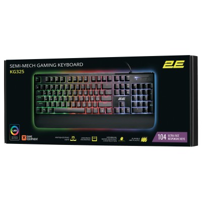 Клавіатура мембранна 2E GAMING KG325 104key, USB-A, EN/UA/RU, LED, чорний (2E-KG325UB) Клавіатура мембранна 2E GAMING KG325 104key, USB-A, EN/UA/RU, LED, чорний (2E-KG325UB)