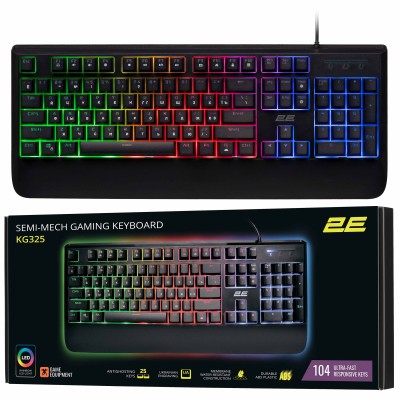 Клавіатура мембранна 2E GAMING KG325 104key, USB-A, EN/UA/RU, LED, чорний (2E-KG325UB) Клавіатура мембранна 2E GAMING KG325 104key, USB-A, EN/UA/RU, LED, чорний (2E-KG325UB)