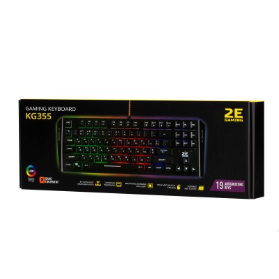Клавіатура мембранна 2E GAMING KG355 87key, USB-A, EN/UA/RU, LED, чорний (2E-KG355UBK) Клавіатура мембранна 2E GAMING KG355 87key, USB-A, EN/UA/RU, LED, чорний (2E-KG355UBK)