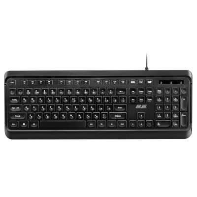 Клавіатура мембранна 2E KS120 104key, USB-A, EN/UK, White LED, чорний (2E-KS120UB_UA) Клавіатура мембранна 2E KS120 104key, USB-A, EN/UK, White LED, чорний (2E-KS120UB_UA)