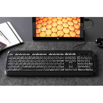 Клавіатура мембранна 2E KS120 104key, USB-A, EN/UK, White LED, чорний (2E-KS120UB_UA) Клавіатура мембранна 2E KS120 104key, USB-A, EN/UK, White LED, чорний (2E-KS120UB_UA)