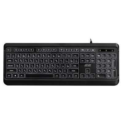 Клавіатура мембранна 2E KS120 104key, USB-A, EN/UK, White LED, чорний (2E-KS120UB_UA) Клавіатура мембранна 2E KS120 104key, USB-A, EN/UK, White LED, чорний (2E-KS120UB_UA)