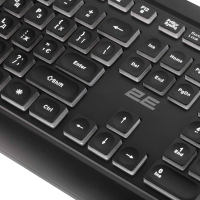 Клавіатура мембранна 2E KS120 104key, USB-A, EN/UK, White LED, чорний (2E-KS120UB_UA) Клавіатура мембранна 2E KS120 104key, USB-A, EN/UK, White LED, чорний (2E-KS120UB_UA)