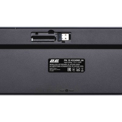 Клавіатура мембранна 2E KS240 110key, WL/BT, EN/UK, сіро-чорний (2E-KS240WG_UA) Клавіатура мембранна 2E KS240 110key, WL/BT, EN/UK, сіро-чорний (2E-KS240WG_UA)