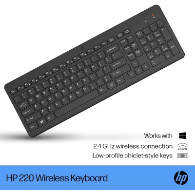 Клавіатура мембранна HP 220, 104key, WL, EN/UK, чорний (805T2AA) Клавіатура мембранна HP 220, 104key, WL, EN/UK, чорний (805T2AA)