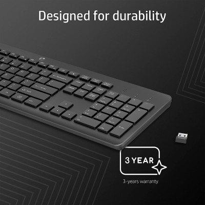 Клавіатура мембранна HP 230, 106key, WL, EN/UK, чорний (3L1E7AA) Клавіатура мембранна HP 230, 106key, WL, EN/UK, чорний (3L1E7AA)