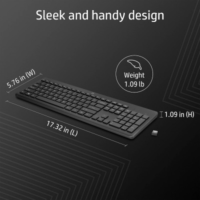 Клавіатура мембранна HP 230, 106key, WL, EN/UK, чорний (3L1E7AA) Клавіатура мембранна HP 230, 106key, WL, EN/UK, чорний (3L1E7AA)